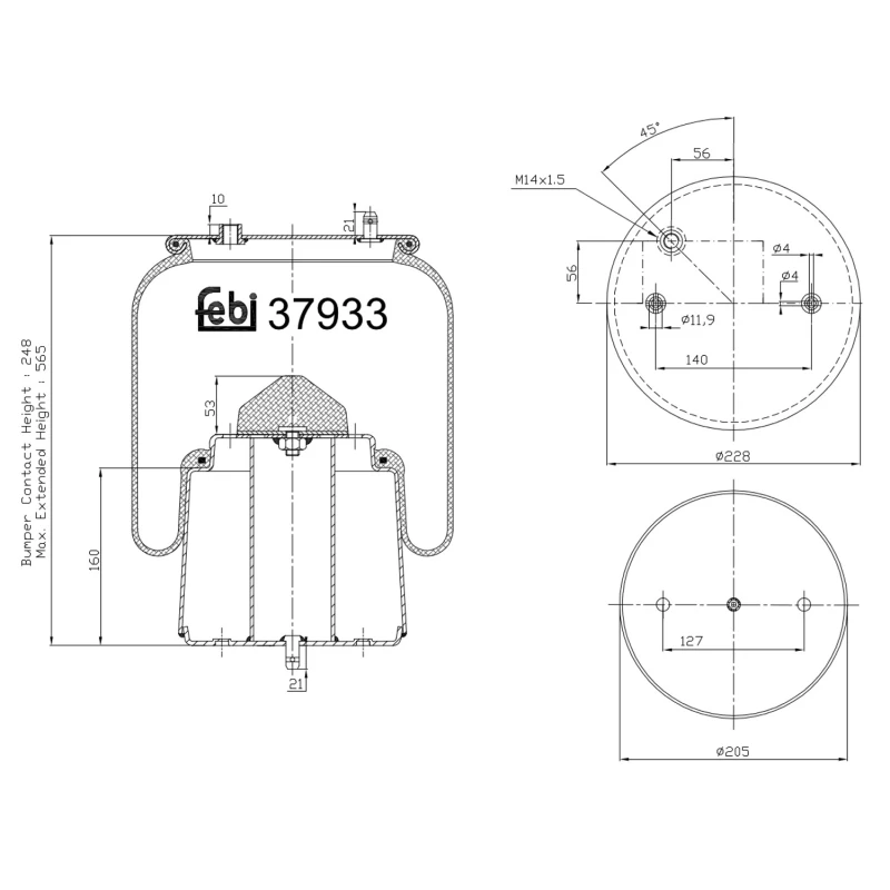 Image of FEBI BILSTEIN 37933 Boot, air suspension Rear Axle Right Boot,air suspension (324)