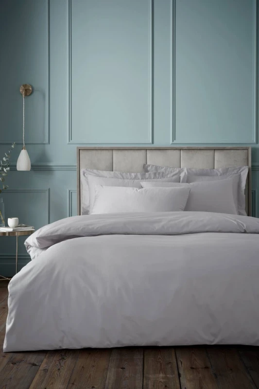 Image of Bianca 'Egyptian Cotton' 180 Thread Count Cotton Duvet Cover Set in Silver Size: Super King Silver Unisex Super King