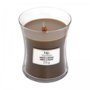 image of Woodwick Amber and Incense Medium Jar Candle 275g