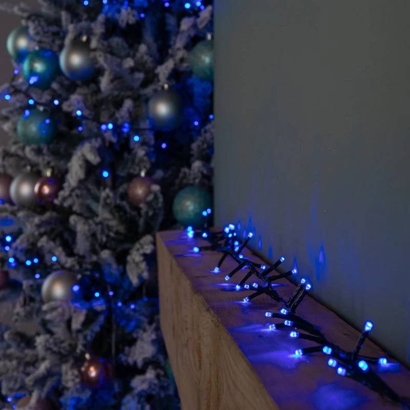 Image of 15.5m 600 LED Colour Changing Christmas String Lights in White to Blue