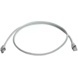 Image of Telegaertner L00004A0054 RJ45 Network cable, patch cable CAT 6A S/FTP 7.50 m Grey Flame-retardant, incl. detent, Twin shield, double shielding, Haloge