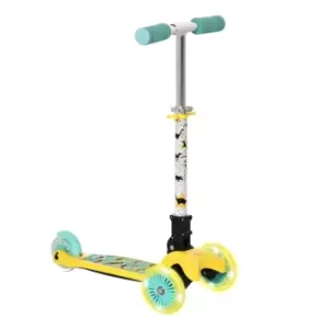 image of Homcom Kids Scooter Foldable Kick Scooter LED Flashing Wheels 3-8 Years Yellow