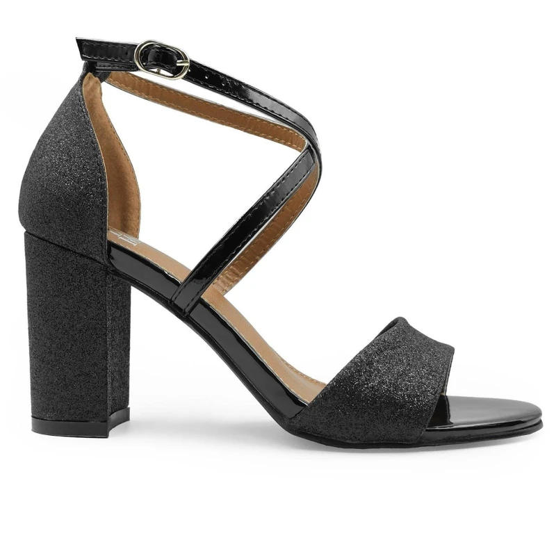 Image of Wheres That From Black Ruth Mid High Block Heel Sandals Black female 7