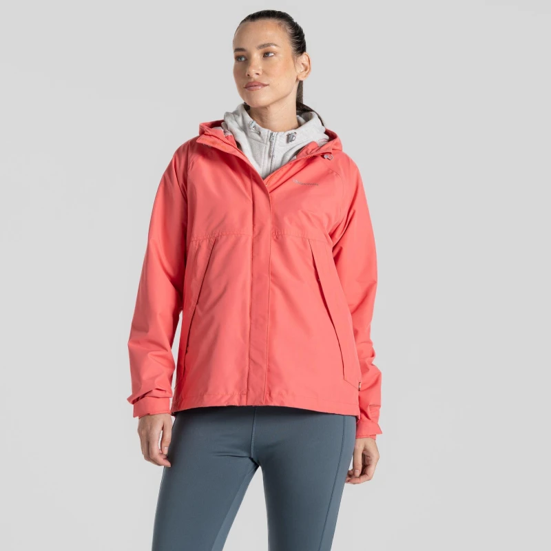 Image of Craghoppers Womens Ossus Breathable Waterproof Jacket 8 - Bust 32' (81cm) Deep Coral CWW1212-RKZ-8