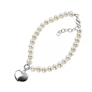 image of Beginnings Sterling Silver B3162W Pearl Puff Heart 18+3cm Bracelet B3162W