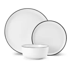 image of Limestone 12pc Porcelain Dinner Set, White