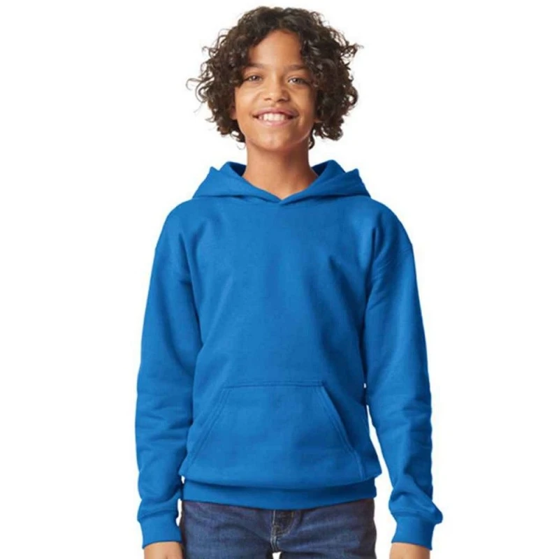 Image of Gildan Softstyle Plain Midweight Hoodie in Blue Size: 12-13 Years Blue Unisex 12-13 Years