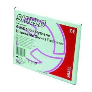 Image of Shield Embossed Polythene Gloves For Black Dispenser Medium Pack of