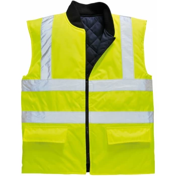 Image of S469 Yellow Sz 4XL Hi-Vis Reversible Body warmer Hi-Viz Visibility - Portwest