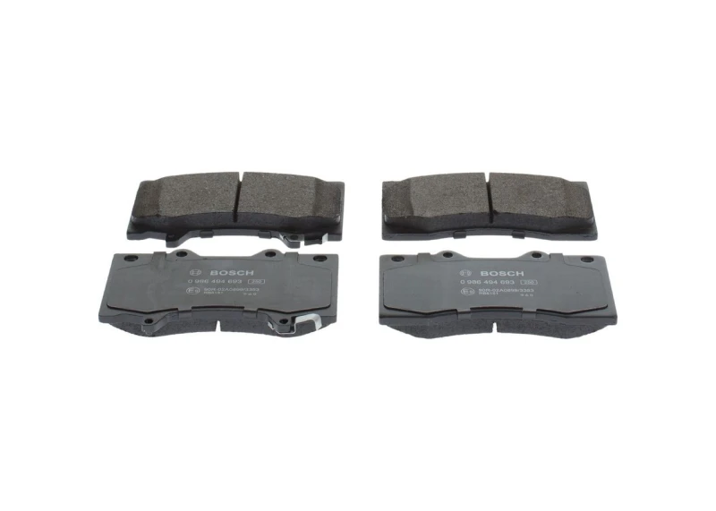 Image of Bosch 0 986 494 693 Brake pad set with acoustic wear warning, with anti-squeak plate Low-Metallic Brake Pad Set,disc brake (402)