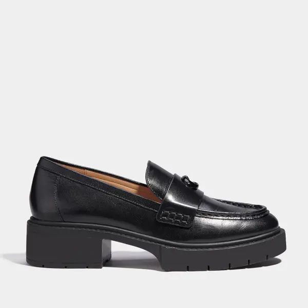 Image of Coach Leah Leather Loafers - UK 5 Black Shoes female CB990BLK 5