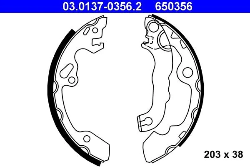 Image of ATE 03.0137-0356.2 Brake Shoes with lever Brake Shoe Set (70)