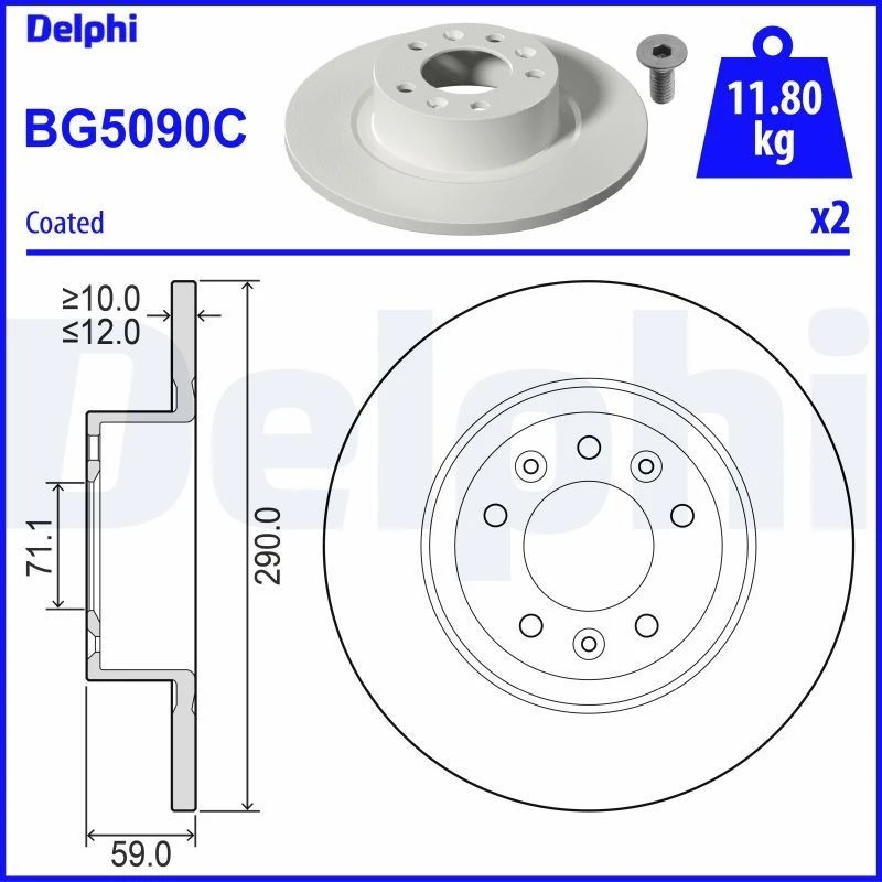 Image of DELPHI Brake disc DELPHI BG5090C