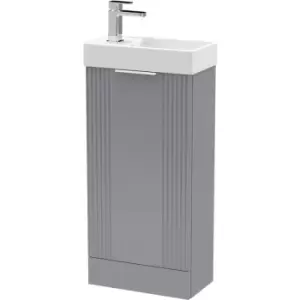 Image of Nuie Deco Compact Floor Standing 1-Door Vanity Unit with Basin 400mm Wide - Satin Grey