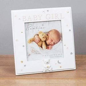 image of 4" x 4" - Bambino Resin Baby Girl Photo Frame