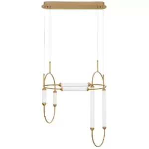 Image of Merano - Antioch Integrated LED Pendant Ceiling Light Gold Brass Metal White Glossy Glass LED 54W 5546Lm 3000K