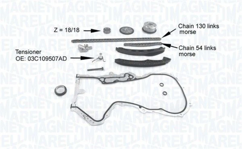 Image of MAGNETI MARELLI Timing chain kit MAGNETI MARELLI 341500001210