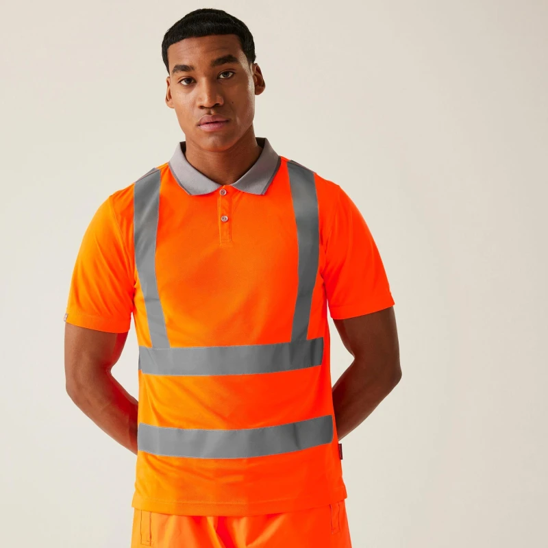 Image of Regatta Regatta Men Hi-Vis Pro Contract Polo Shirt in Burnt Orange Size: Small Burnt Orange S Male 5063019700397