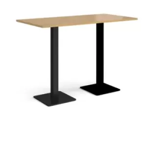 Image of Brescia rectangular poseur table with flat square Black bases 1600mm x 800mm - oak