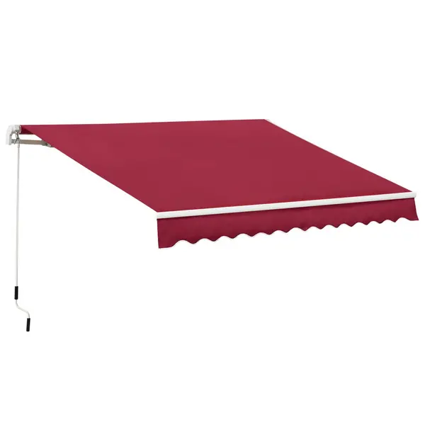 Image of Outsunny 3.5x2.5m Manual Awning Window Door Sun Weather Shade with Handle Red