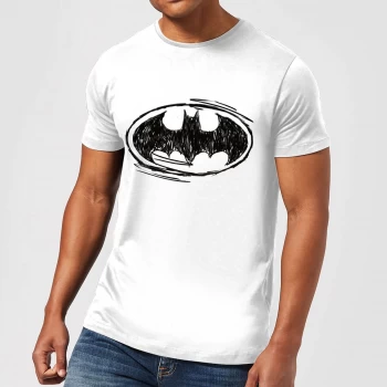 Image of DC Comics Batman Sketch Logo T-Shirt in White - 3XL