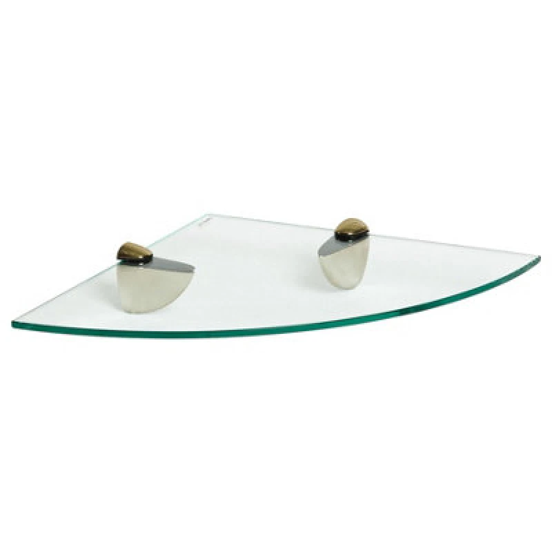 Image of Harbour Housewares Floating Glass Corner Shelf - 30Cm - Gold Brackets - Bathroom Shower Storage Vanity Display Unit Shelf