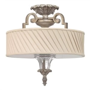 Image of 3 Light Semi Flush Ceiling Light Silver Leaf, E27