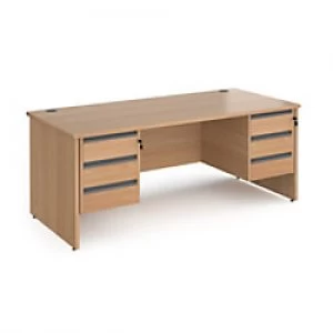 image of Dams International Straight Desk with Beech Coloured MFC Top and Graphite Frame Panel Legs and 2 x 3 Lockable Drawer Pedestals Contract 25 1800 x 800