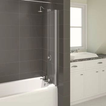Image of Aqualux - Aqua 4 Splash Guard Bath Shower Screen Chrome Frame Square Reversible