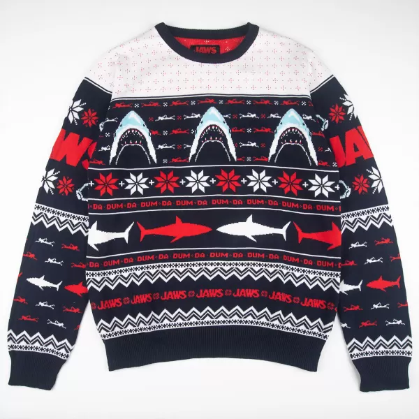 image of Jaws Great White Christmas Knitted Jumper - L