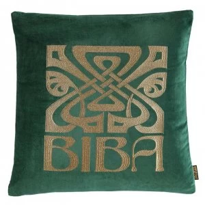 Image of Biba Logo Cushion - Logo Emerald