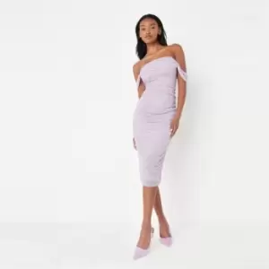 image of Missguided Mesh Bardot Midi Dress - Purple