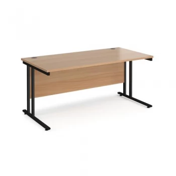 image of Maestro 25 straight desk 1600mm x 800mm Black cantilever leg frame,