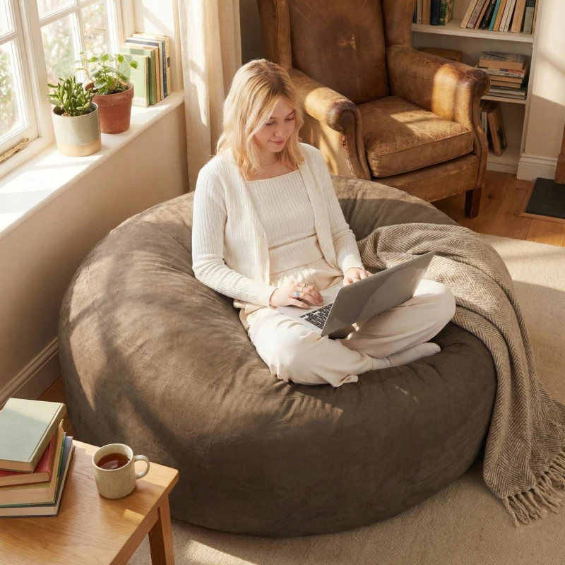 Image of Urban Meuble Modern Round Bean Bag Sofa Chair Coffee unisex One Size
