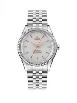 image of Vivienne Westwood Vivienne Westwood Silver And Rose Gold Detail Stainless Steel Bracelet Ladies Watch