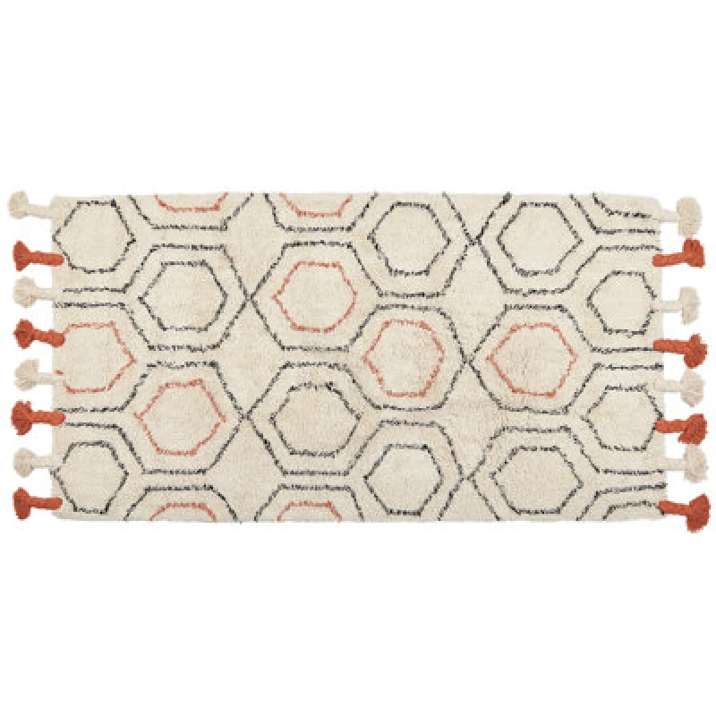 Image of Beliani Rug Hajipur Beige 80 X 150 Cm Cotton