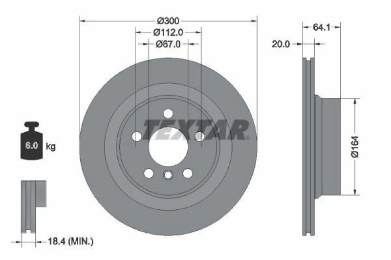 Image of Brake disc TEXTAR 92326905