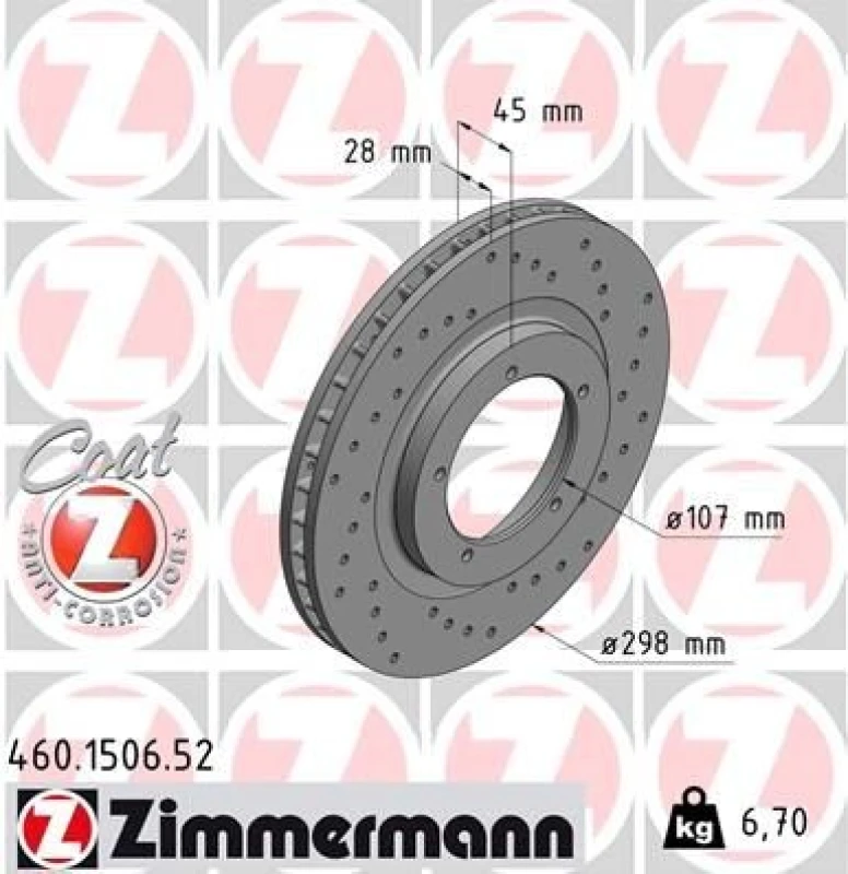 Image of ZIMMERMANN Brake disc ZIMMERMANN 460.1506.52