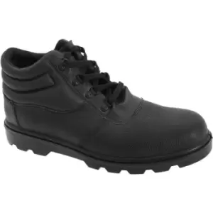 Image of Grafters Mens Grain Leather Treaded Safety Toe Cap Boots (13 UK) (Black) - Black