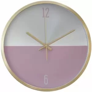 Wall Clock Silver / Pink Finish Gold Frame Clocks For Living Room / Bedroom / Contemporary Style Round Shaped Design Metal Clocks 4 x 30 x 30