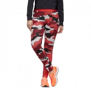 image of adidas Womens Climalite Fc Printed Leggings - Glory Red/Black