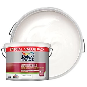 Image of Dulux Trade Weathershield Smooth Masonry Paint - Brilliant White 7.5L