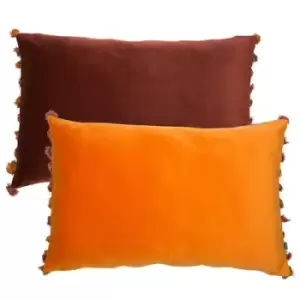 image of Malini Nappa Double Sided Cushion in Orange