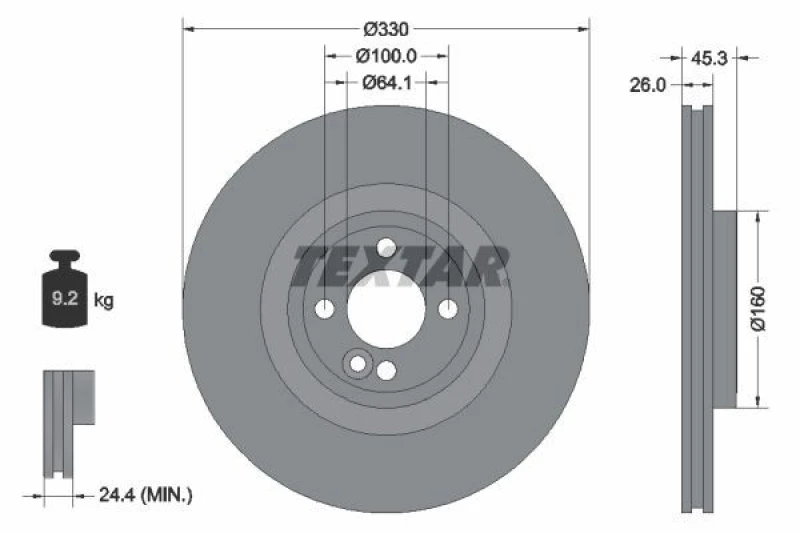 Image of Brake disc TEXTAR 92275403