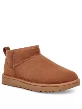 Image of UGG Classic Ultra Mini Ankle Boot - Brown , Chestnut Suede, Size 3, Women