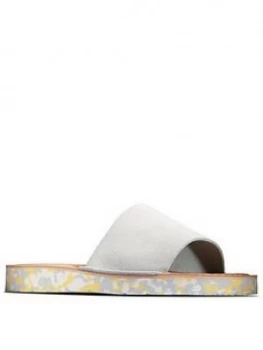 image of Clarks Lunan Leather Slide Flat Sandal - Light Blue