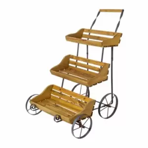 Image of Premier Decorations Premier Wooden Three-tier Planter - 61.5 X 55 X 81Cm