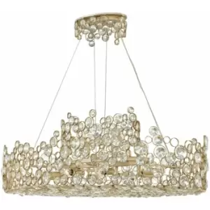 Image of 10 Bulb Pendant Light Connecting Circles Faceted Crystal Silver Leaf LED E14 60W