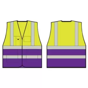 Image of B-Seen TWO TONE EXECUTIVE WAISTCOAT SAT YELLOW/PURPLE XS