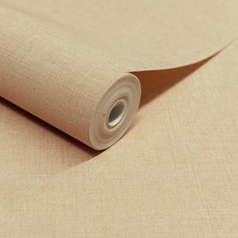 Image of Grandeco Solena Brushed Check Weave Hessian Textured Plain Wallpaper, Warm Taupe